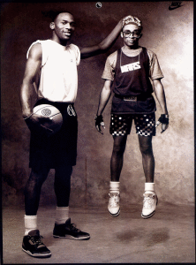 Spike Lee was known to many sports fans for starring as Mars Blackmon in a series of Nike commercials promoting Michael Jordan's new Air Jordan's.  "Is it the shoes?"