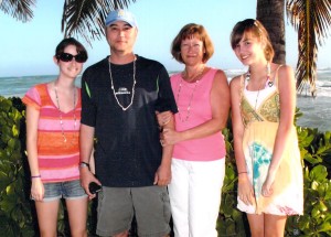 Mike on a family vacation with wife Alicia and daughters Kaitlyn (left) and Taylor (right).  